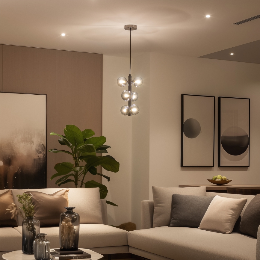 Brilagi - Lampadario LED a sospensione con cavo MILLA 6xG9/3W/230V nero cromato/fumé