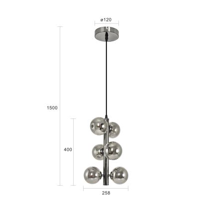 Brilagi - Lampadario LED a sospensione con cavo MILLA 6xG9/3W/230V nero cromato/fumé