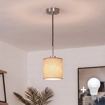 Brilagi - Lampadario LED a sospensione con cavo NUBILA 1xE27/60W/230V Ø 14 cm nero/marrone chiaro