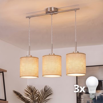 Brilagi - Lampadario LED a sospensione con cavo NUBILA 3xE27/60W/230V marrone chiaro