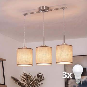 Brilagi - Lampadario LED a sospensione con cavo NUBILA 3xE27/60W/230V marrone