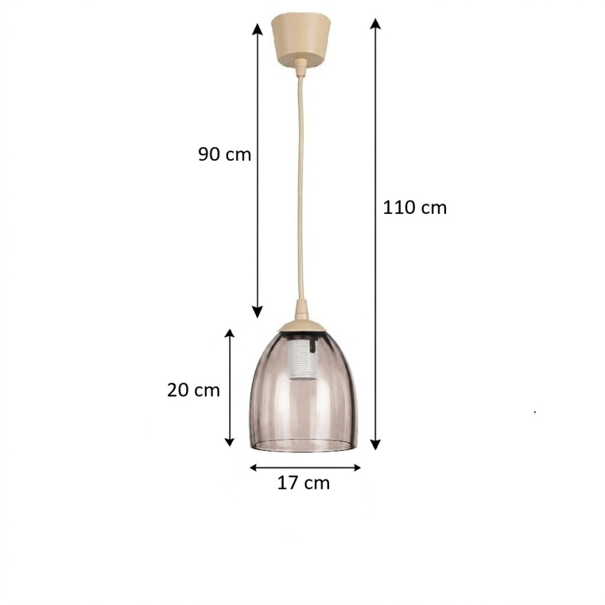 Brilagi - Lampadario LED su cavo RETRO GLASS 1xE27/60W/230V diam. 17 cm beige/beige fumé