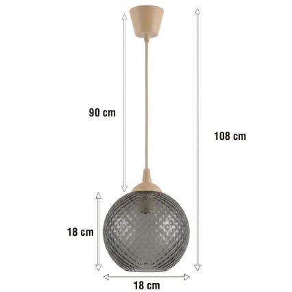 Brilagi - Lampada a sospensione LED RETRO GLASS 1xE27/60W/230V diam. 18 cm beige/grigio fumé