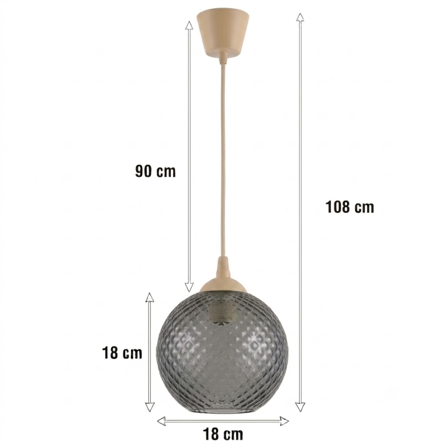 Brilagi - Lampada a sospensione LED RETRO GLASS 1xE27/60W/230V diam. 18 cm beige/grigio fumé