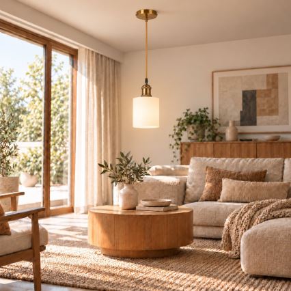 BRILAGI - Lampadario LED a sospensione con cavo RETRO GLASS 1xE27/60W/230V Ø 10 cm oro/bianco