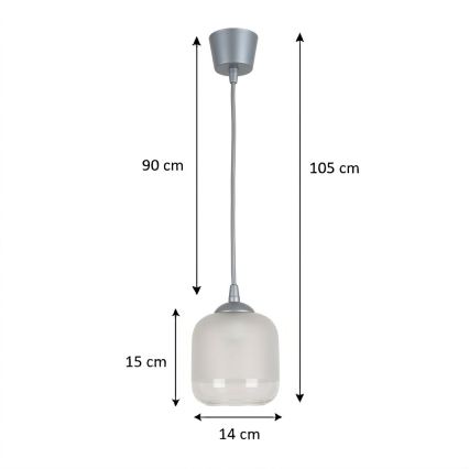 Brilagi - Lampadario LED a sospensione con cavo RETRO GLASS 1xE27/60W/230V Ø 14 cm argento/bianco