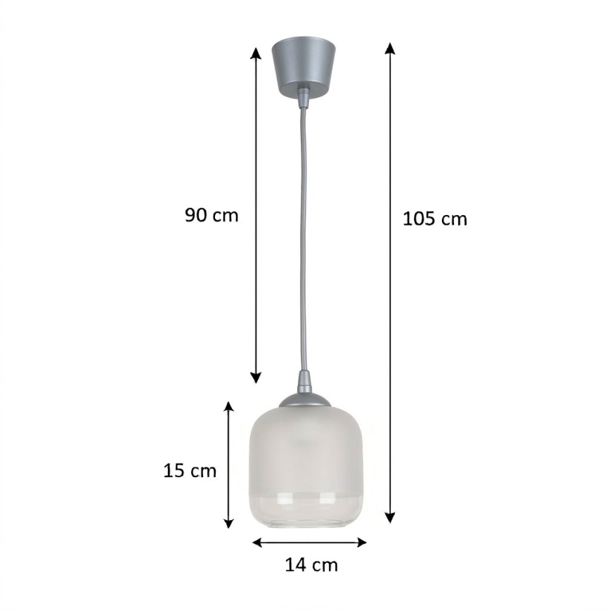 Brilagi - Lampadario LED a sospensione con cavo RETRO GLASS 1xE27/60W/230V Ø 14 cm argento/bianco
