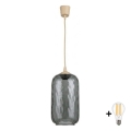 BRILAGI - Lampadario LED a sospensione con cavo RETRO GLASS 1xE27/60W/230V Ø 14 cm beige/grigio fumo