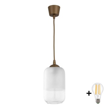 Brilagi - Lampadario LED a sospensione con cavo RETRO GLASS 1xE27/60W/230V Ø 14 cm marrone/bianco