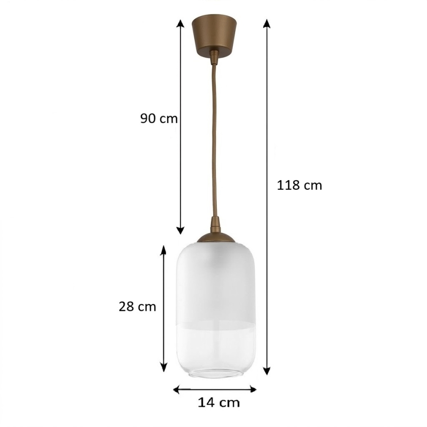 Brilagi - Lampadario LED a sospensione con cavo RETRO GLASS 1xE27/60W/230V Ø 14 cm marrone/bianco