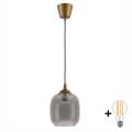 Brilagi - Lampadario LED a sospensione con cavo RETRO GLASS 1xE27/60W/230V Ø 14 cm marrone/grigio fumé