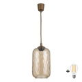 BRILAGI - Lampadario LED a sospensione con cavo RETRO GLASS 1xE27/60W/230V Ø 14 cm marrone/marrone fumé