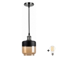 BRILAGI - Lampadario LED a sospensione con cavo RETRO GLASS 1xE27/60W/230V Ø 14 cm nero/beige fumé