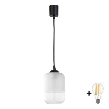Brilagi - Lampadario LED a sospensione con cavo RETRO GLASS 1xE27/60W/230V Ø 14 cm nero/bianco