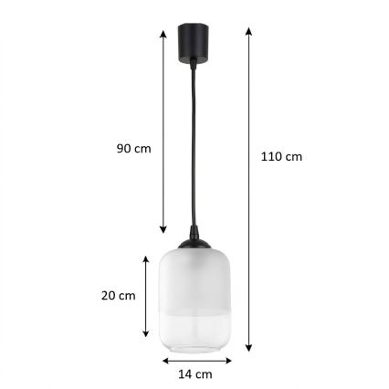 BRILAGI - Lampadario LED a sospensione con cavo RETRO GLASS 1xE27/60W/230V Ø 14 cm nero/bianco
