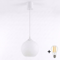 Brilagi - Lampadario LED a sospensione con cavo RETRO GLASS 1xE27/60W/230V Ø 15 cm bianco