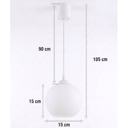 Brilagi - Lampadario LED a sospensione con cavo RETRO GLASS 1xE27/60W/230V Ø 15 cm bianco