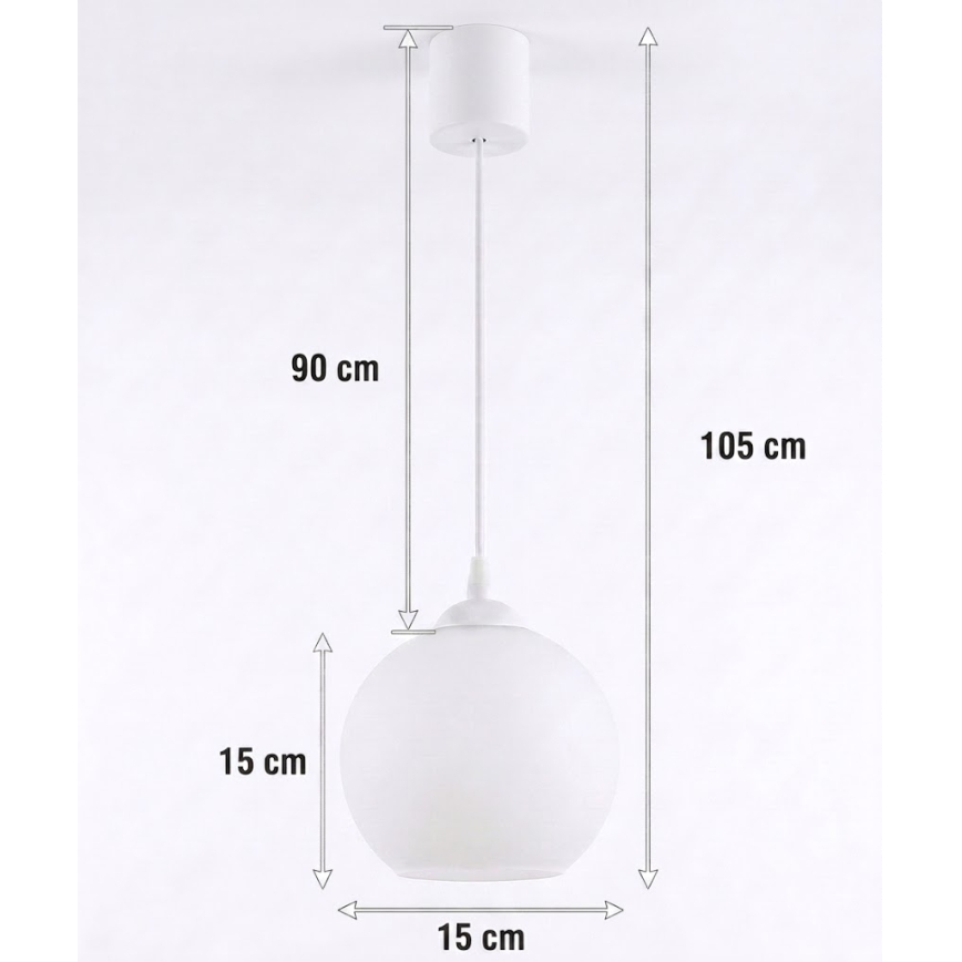 Brilagi - Lampadario LED a sospensione con cavo RETRO GLASS 1xE27/60W/230V Ø 15 cm bianco