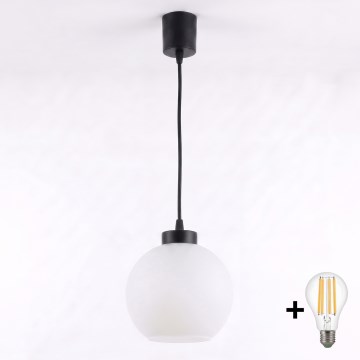 Brilagi - Lampadario LED a sospensione con cavo RETRO GLASS 1xE27/60W/230V Ø 15 cm nero/bianco