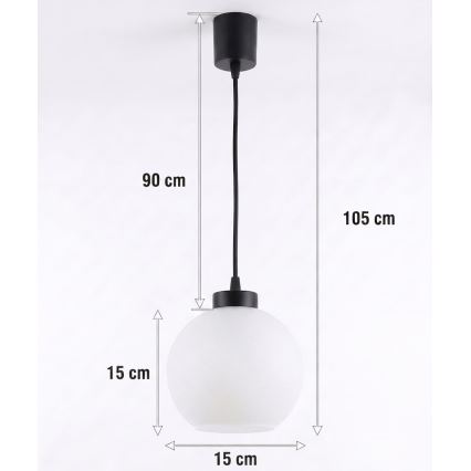 Brilagi - Lampadario LED a sospensione con cavo RETRO GLASS 1xE27/60W/230V Ø 15 cm nero/bianco