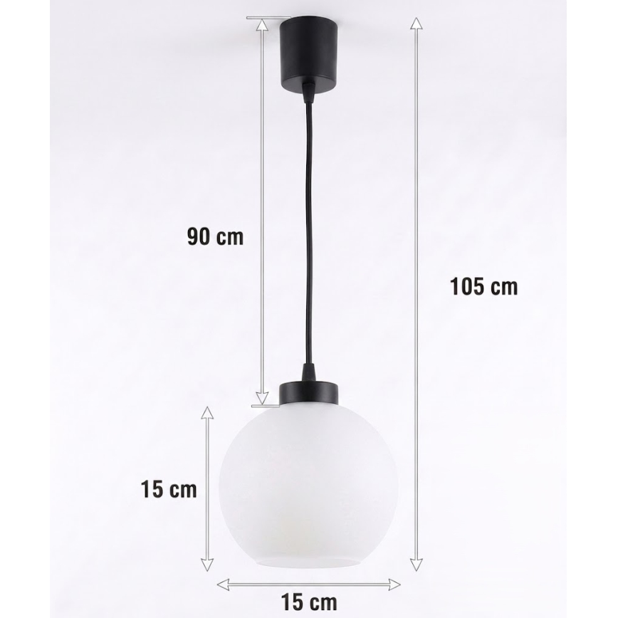 Brilagi - Lampadario LED a sospensione con cavo RETRO GLASS 1xE27/60W/230V Ø 15 cm nero/bianco