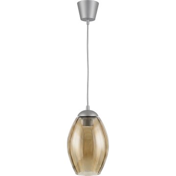 Brilagi - Lampadario LED a sospensione con cavo RETRO GLASS 1xE27/60W/230V Ø 17 cm argento/beige fumé