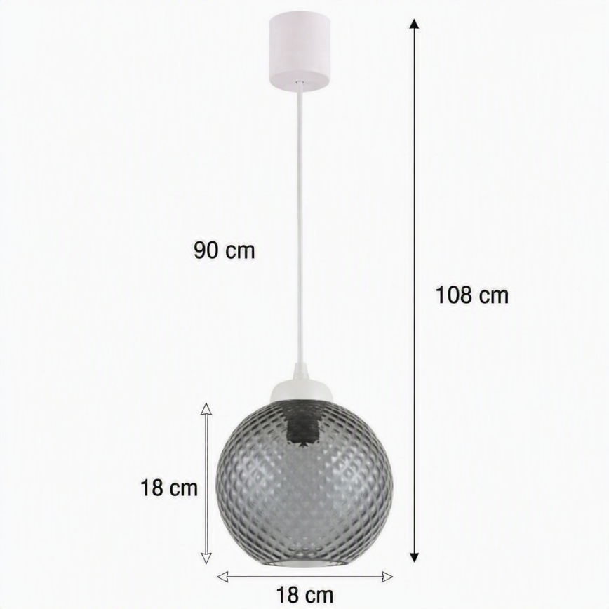 Brilagi - Lampada a sospensione LED su cavo RETRO GLASS 1xE27/60W/230V Ø 18 cm bianco/grigio fumé