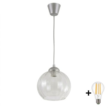 Brilagi - Lampadario LED a sospensione con cavo RETRO GLASS 1xE27/60W/230V Ø 25 cm argento/trasparente