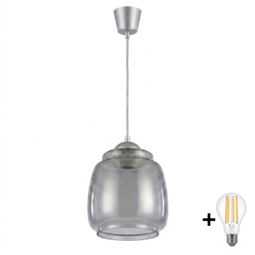 Brilagi - Lampadario LED a sospensione con cavo RETRO GLASS 1xE27/60W/230V Ø 26 cm argento/fumé