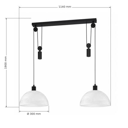 BRILAGI - Lampadario LED a sospensione con cavo RETRO GLASS 2xE27/40W/230V nero/bianco