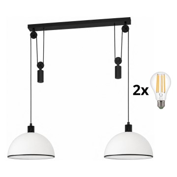 BRILAGI - Lampadario LED a sospensione con cavo RETRO GLASS 2xE27/40W/230V nero/bianco