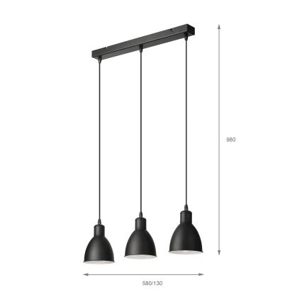 Brilagi - Lampadario LED a sospensione con cavo RIDDY 3xE27/60W/230V nero
