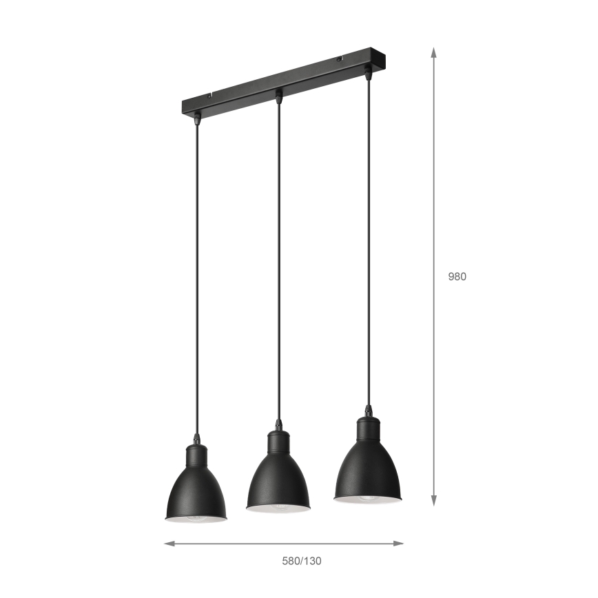 Brilagi - Lampadario LED a sospensione con cavo RIDDY 3xE27/60W/230V nero