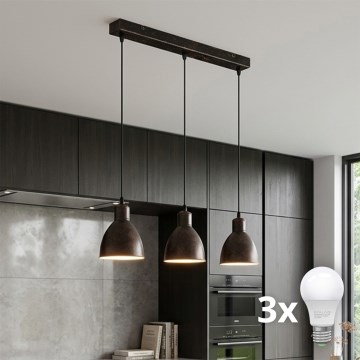 Brilagi - Lampadario LED a sospensione con cavo RIDDY 3xE27/60W/230V rame/patina