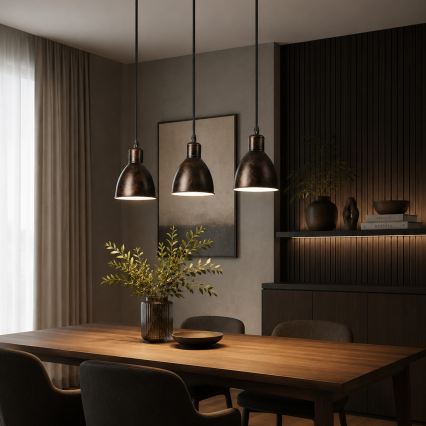 BRILAGI - Lampadario LED a sospensione con cavo RIDDY 3xE27/60W/230V rame/patina