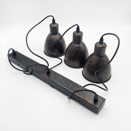 BRILAGI - Lampadario LED a sospensione con cavo RIDDY 3xE27/60W/230V rame/patina