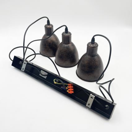BRILAGI - Lampadario LED a sospensione con cavo RIDDY 3xE27/60W/230V rame/patina