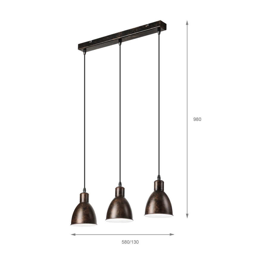 BRILAGI - Lampadario LED a sospensione con cavo RIDDY 3xE27/60W/230V rame/patina