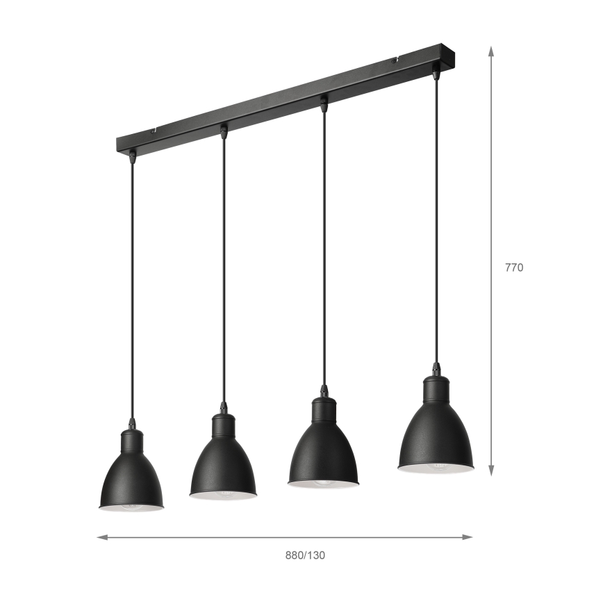 Brilagi - Lampadario LED a sospensione con cavo RIDDY 4xE27/60W/230V nero