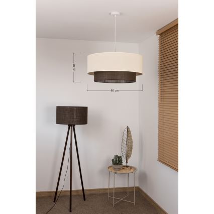 Brilagi - Lampadario LED a sospensione con cavo Stile Boho 3x E27/15W/230V Ø 60 cm crema/marrone