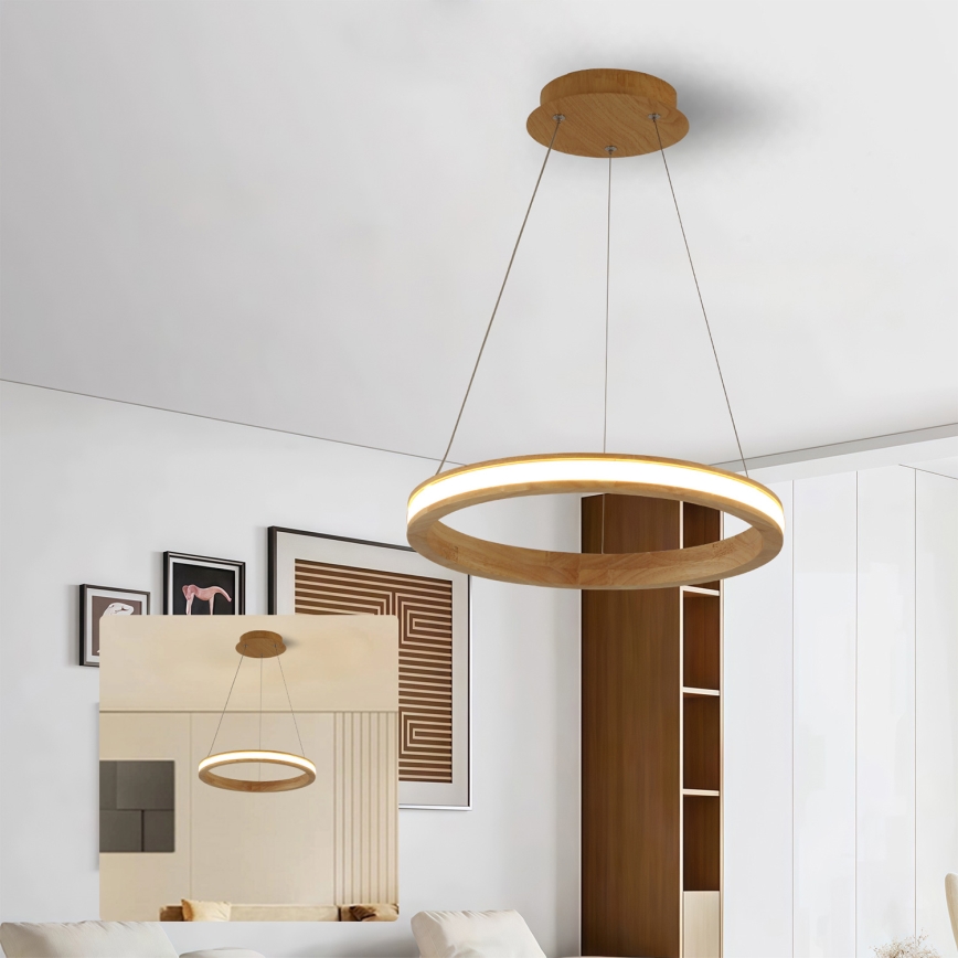 Brilagi - Lampadario LED a sospensione con cavo UMEA WOOD LED/30W/230V Ø 40 cm, in legno di caucciù