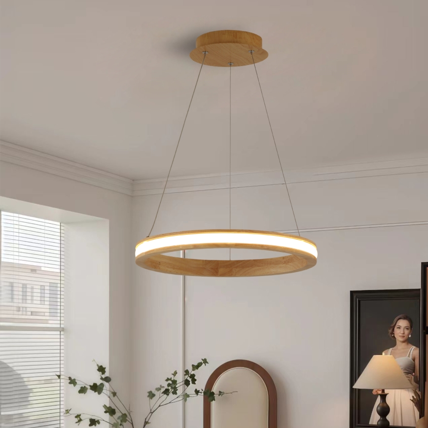 Brilagi - Lampadario LED a sospensione con cavo UMEA WOOD LED/30W/230V Ø 40 cm, in legno di caucciù