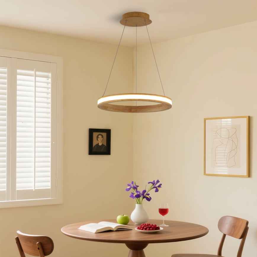 Brilagi - Lampadario LED a sospensione con cavo UMEA WOOD LED/30W/230V Ø 40 cm, in legno di caucciù