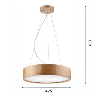 Brilagi - Lampadario LED a sospensione con filo CARVALHO 3xE27/60W/230V quercia diametro 47,5 cm