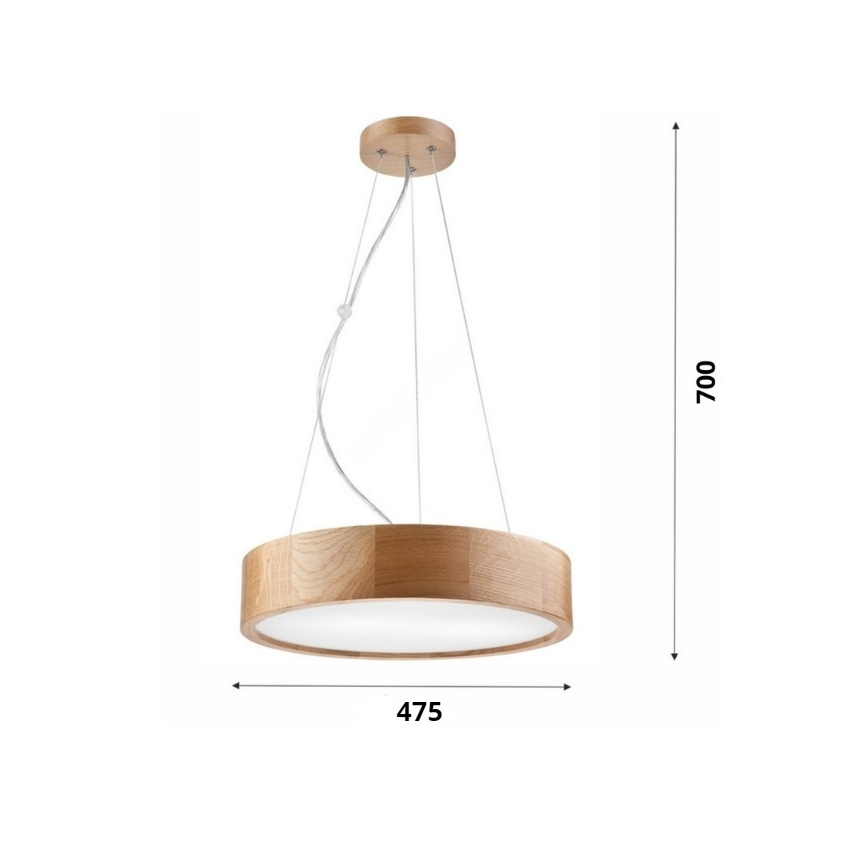 Brilagi - Lampadario LED a sospensione con filo CARVALHO 3xE27/60W/230V quercia diametro 47,5 cm