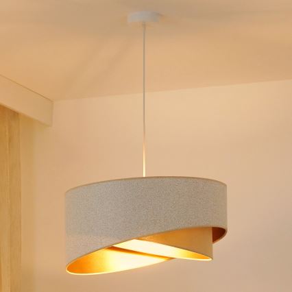 Brilagi - Lampadario LED a sospensione con filo LYRA 1xE27/15W/230V bianco/beige/oro