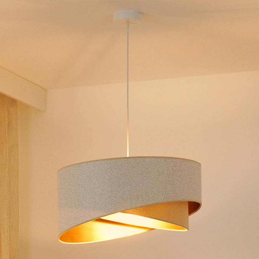 Brilagi - Lampadario LED a sospensione con filo LYRA 1xE27/15W/230V bianco/beige/oro
