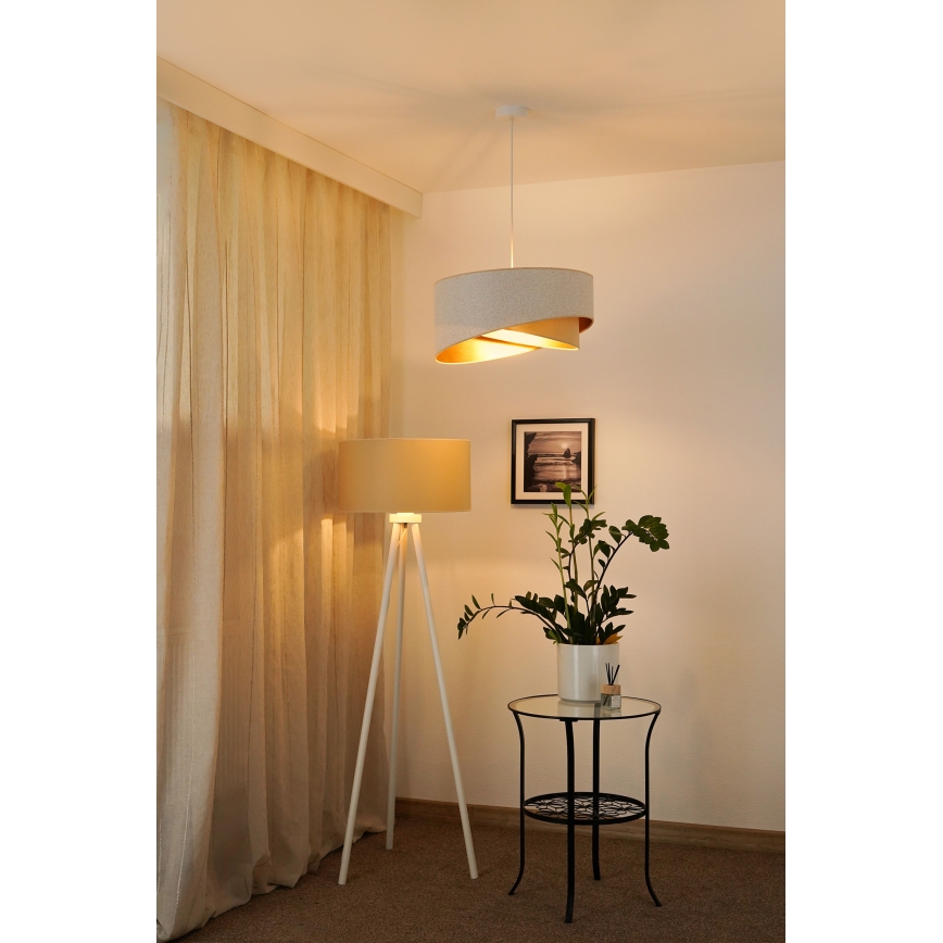 Brilagi - Lampadario LED a sospensione con filo LYRA 1xE27/15W/230V bianco/beige/oro