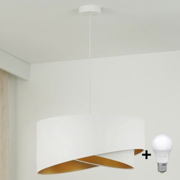 Brilagi - Lampadario LED a sospensione con filo LYRA 1xE27/15W/230V bianco/oro