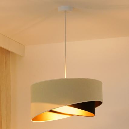 Brilagi - Lampadario LED a sospensione con filo LYRA 1xE27/15W/230V color crema/nero/oro